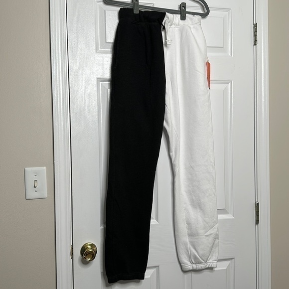 LA DETRESSE The Lovers black and white color block sweat pants jogger M NWT - Picture 5 of 10